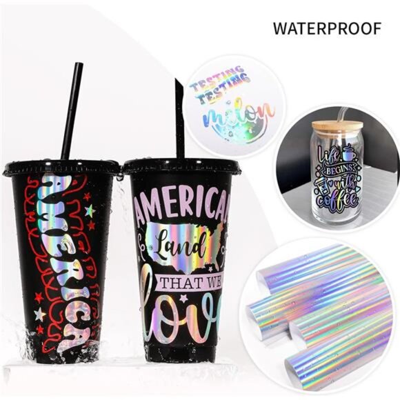 Sliver Holographic Vinyl,Holographic Silver Permanent Vinyl - 12" X 6FT Glossy - Picture 3 of 7